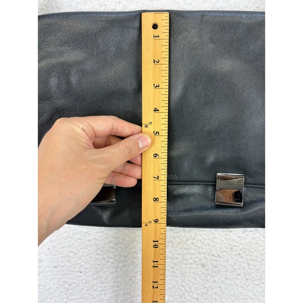 Prada Messenger Bag Men's OS Black Leather Crossbody Italian Designer Luxury